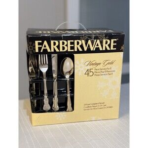 Farberware Vintage Gold 45 Piece Service For 8 Flatware Set - New Old Stock